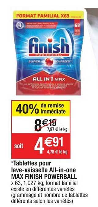 tablettes pour lave-vaisselle all-in-one max finish powerball