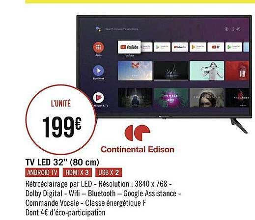 Tv Led 32" (80 Cm) Continental Edison