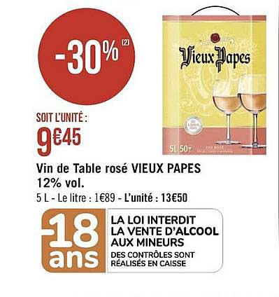 vin de table rosé vieux papes 12% vol.