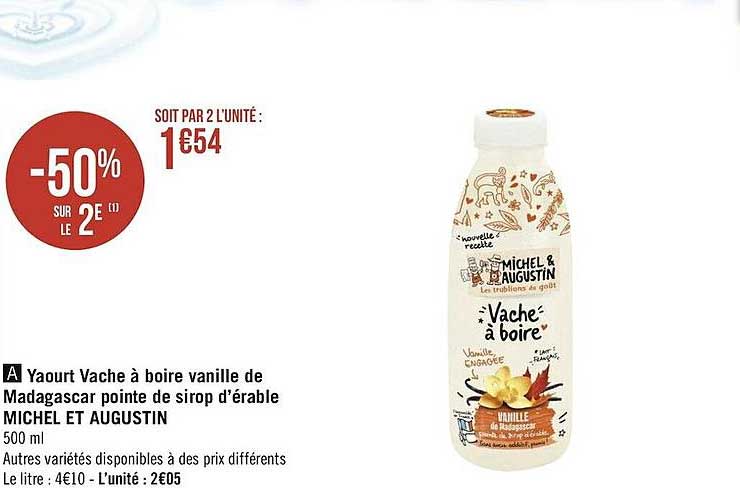 yaourt vache à boire vanille de madagascar pointe de sirop d'érable michel et augustin