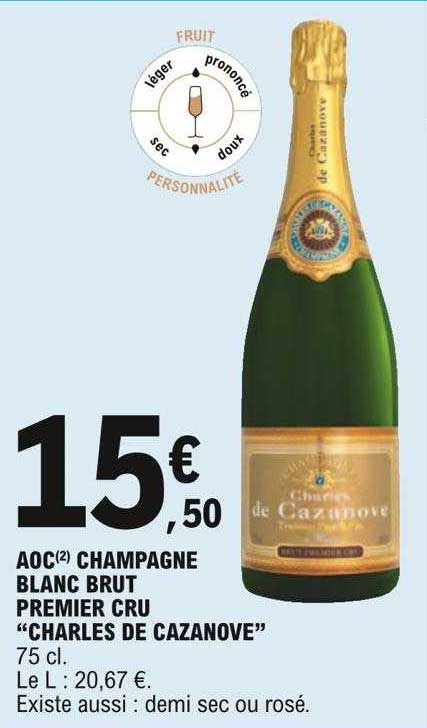 Aoc Champagne Blanc Brut Premier Cru "charles De Cazanove"