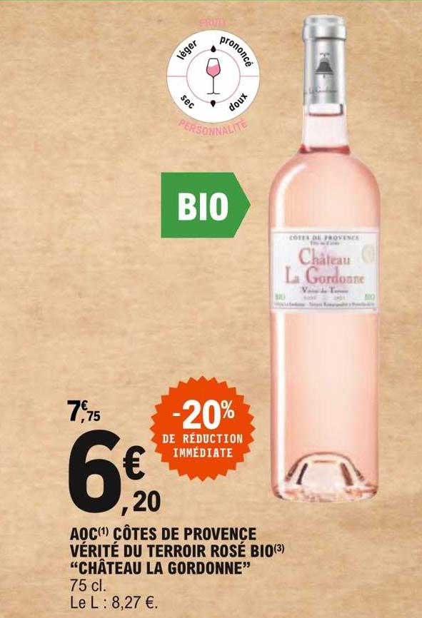 aoc côtes de provence vérité du terroir rosé bio "château la gordonne"