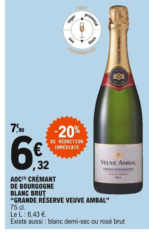 aoc crémant de bourgogne blanc brut "grande réserve veuve ambal"