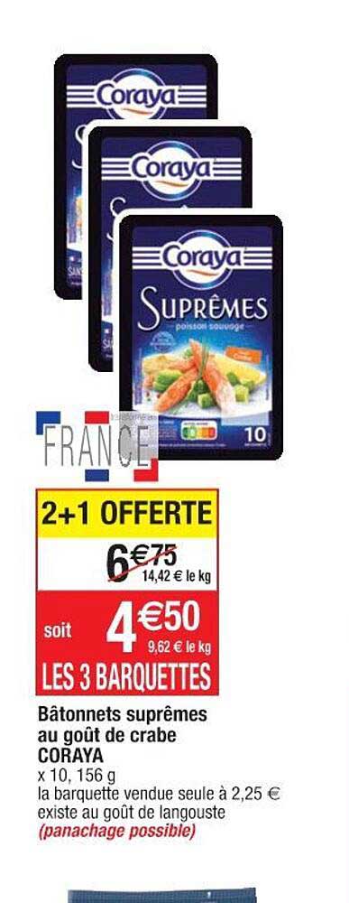 bâtonnets suprêmes au goût de crabe coraya