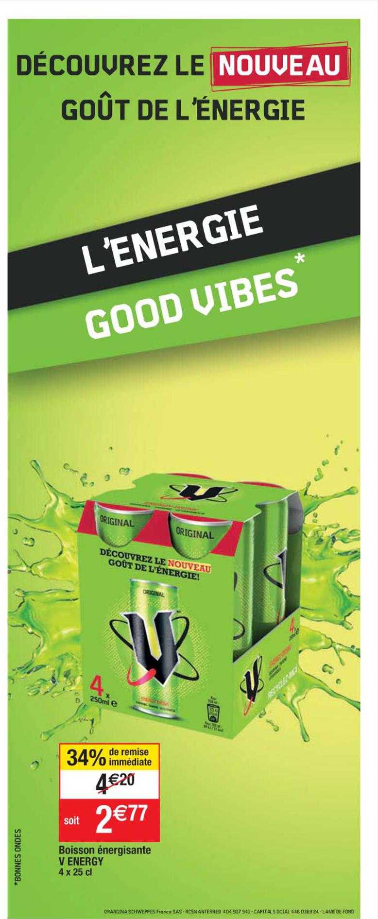 boisson énergisante v energy 4 x 25cl