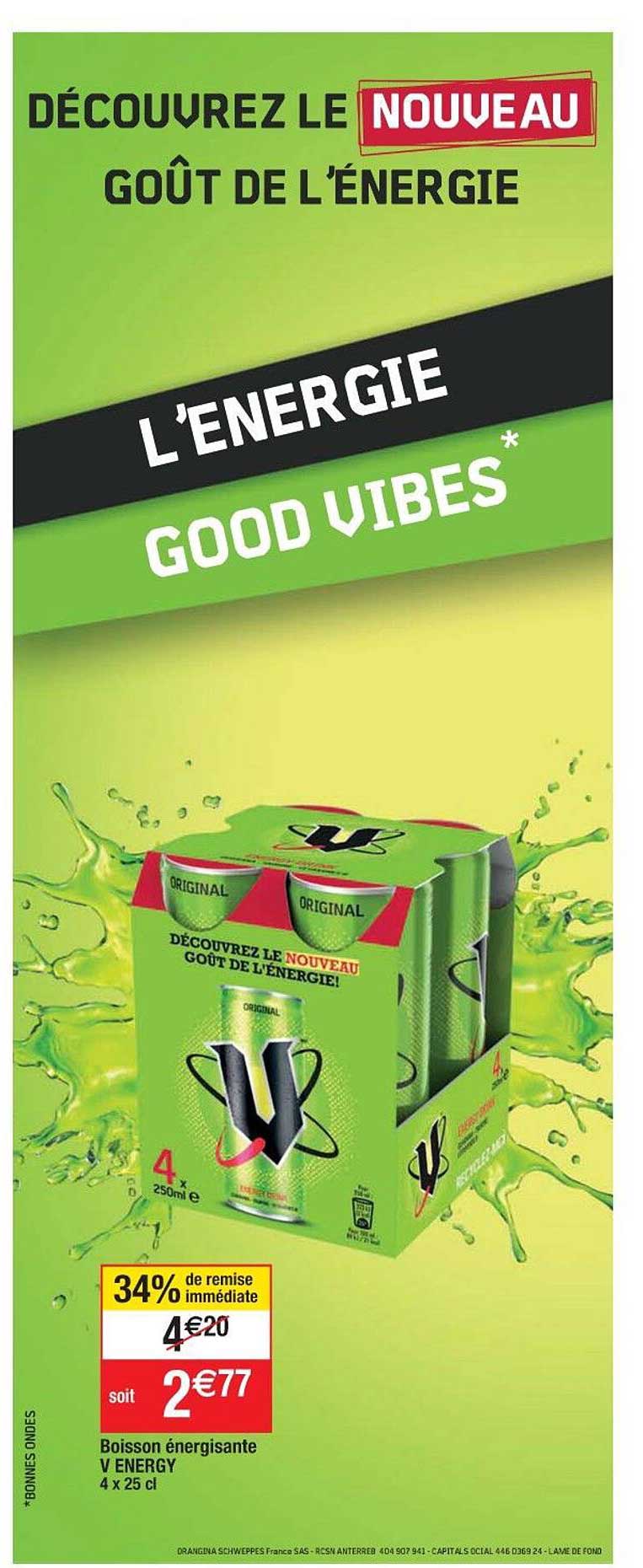 boisson énergisante v energy 4 x 25cl