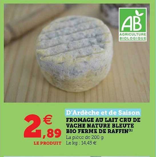 fromage au lait cru de vache nature bleute bio ferme de raffin