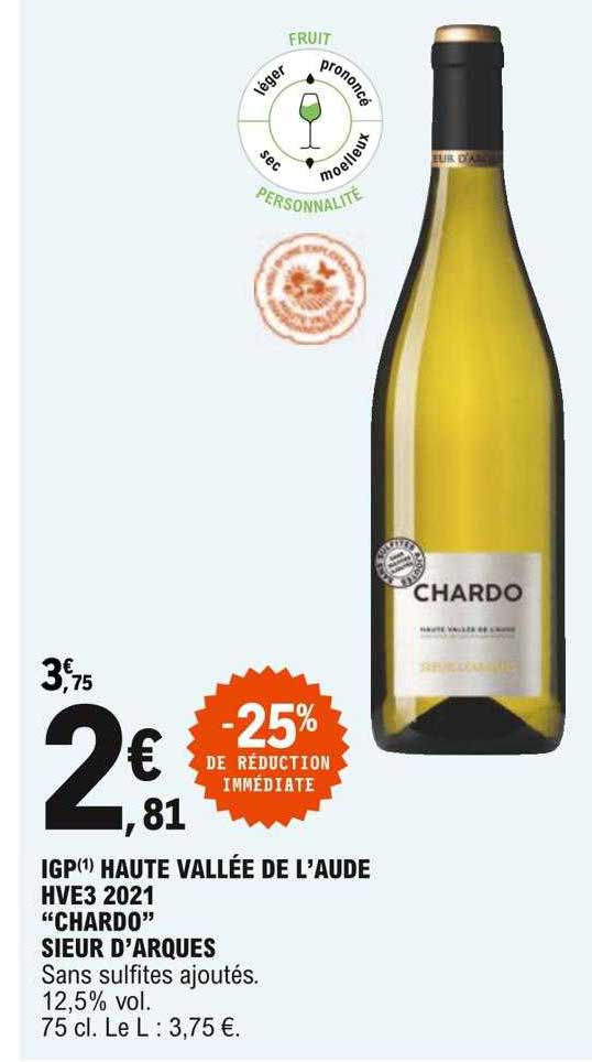 igp haute vallée de l'aude hve3 2021 "chardo" sieur d'arques