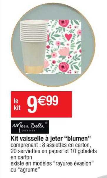 kit vaisselle à jeter "blumen" mesa bella
