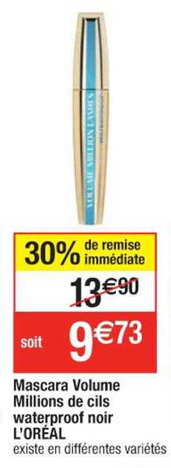 mascara volume millions de cils waterproof noir l'oréal