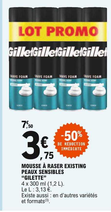 Mousse à Raser Existing Peaux Sensibles "gillette"