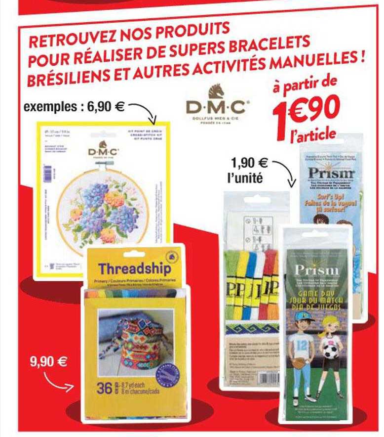 produits pour réaliser de supers bracelets brésiliens et autres activités manuelles