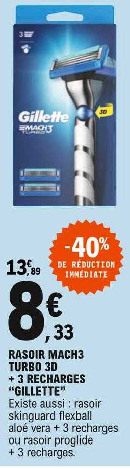 rasoir mach3 turbo 3d + 3 recharges "gillette"