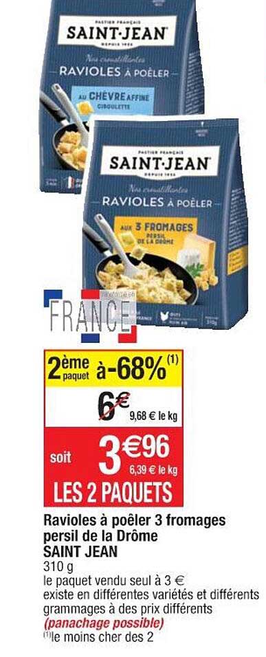 ravioles à poêler 3 fromage persil de la drôme saint jean