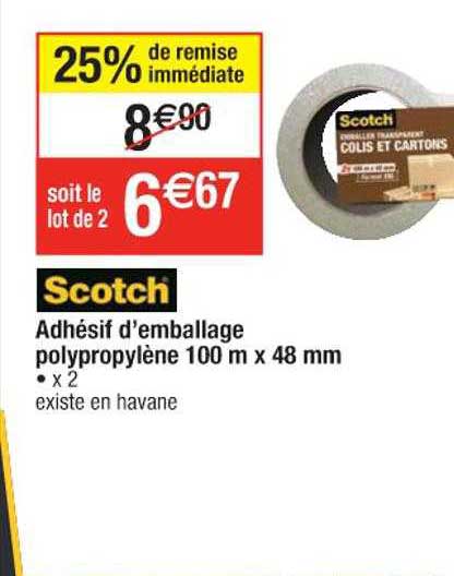 Adhésif D'emballage Polypropylène 100 M X 48 Mm Scotch