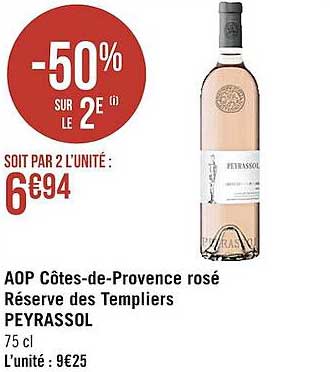 aop côtes-de-provence rosé réserve des templiers peyrassol