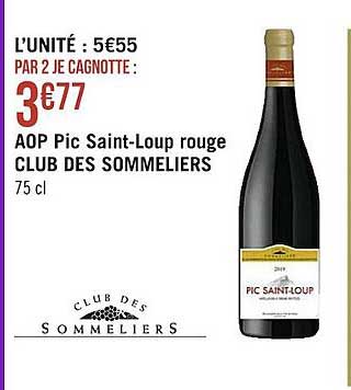 aop pic saint-loup rouge club des sommeliers