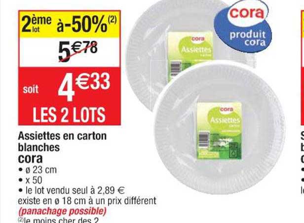 Assiettes En Carton Blanches Cora