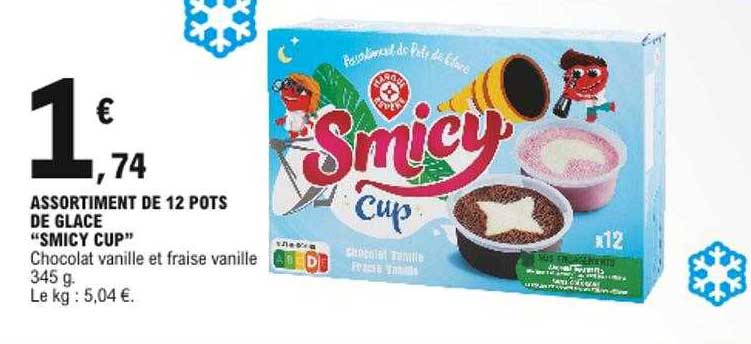 assortiment de 12 pots de glace "smicy cup"