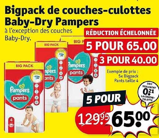 bigpack de couches-culottes baby-dry pampers
