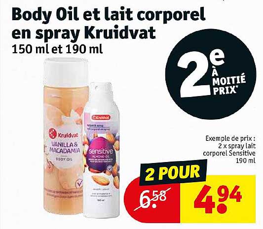 body oil et lait corporel en spray kruidvat