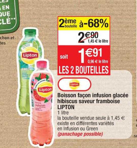 boisson façon infusion glacée hibiscus saveur framboise lipton