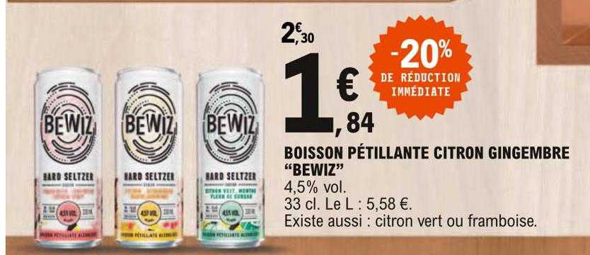 Boisson Pétillante Citron Gingembre "bewiz"