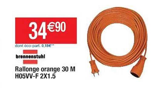 brennenstuhl rallonge orange 30 m h05vv-f 2x1.5