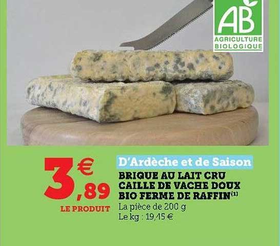 brique au lait cru caille de vache doux bio ferme de raffin