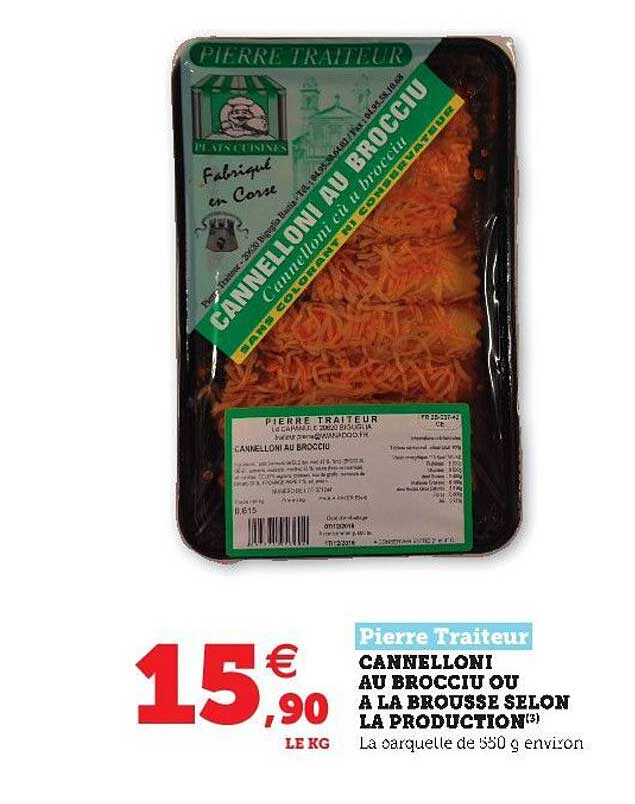 cannelloni au brocciu ou à la brousse selon la production