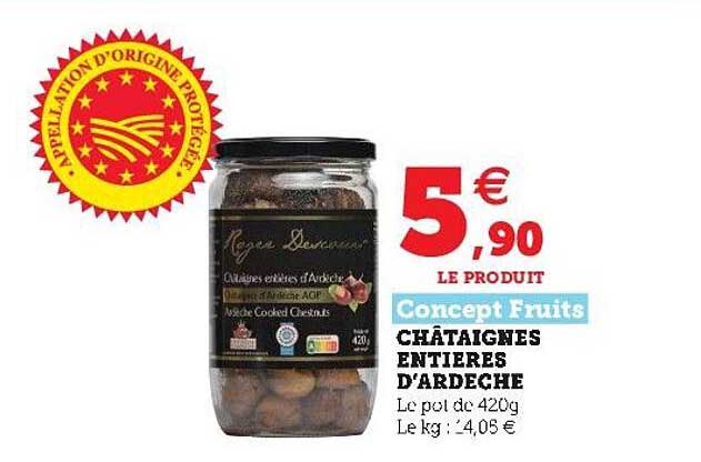 châtaignes entières d'ardèche concept fruits
