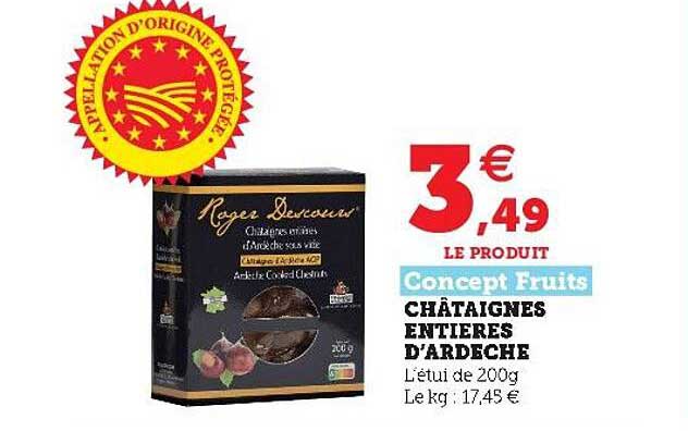 châtaignes entières d'ardèche concept fruits