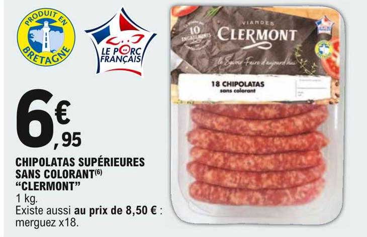 chipolatas supérieures sans colorant "clermont"