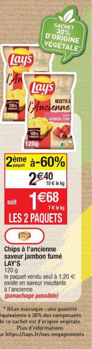 Chips à L'ancienne Saveur Jambon Fumé Lay's