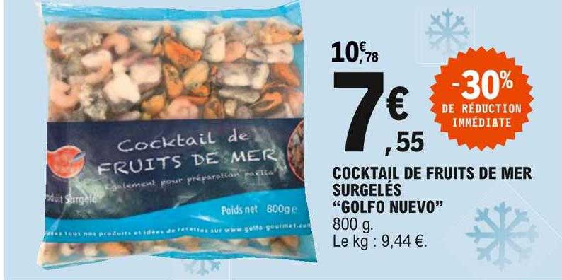cocktail de fruits de mer surgelés "golfo nuevo"