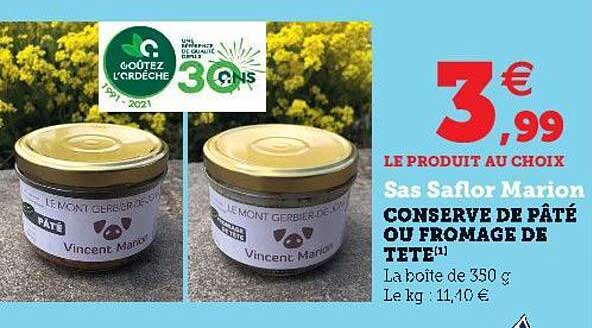 conserve de pâté ou fromage de tête sas saflor marion