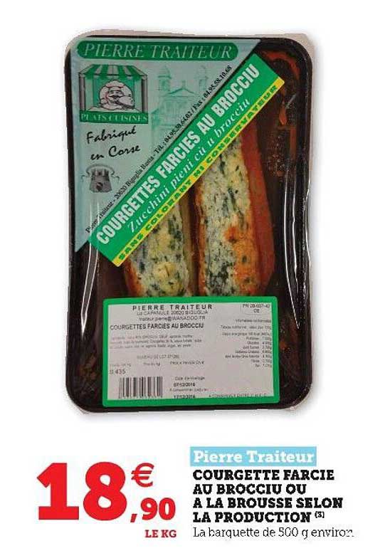 courgette farcie au brocciu ou à la brousse selon la production