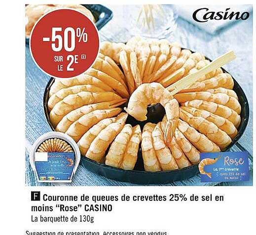 couronne de queues de crevettes 25% de sel en moins "rose" casino