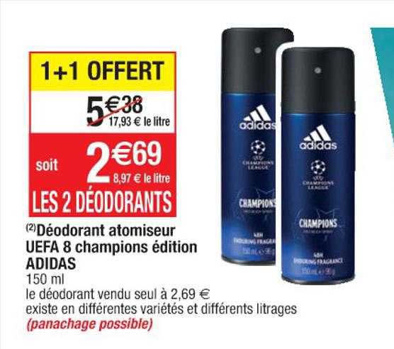 déodorant atomiseur uefa 8 champions édition adidas