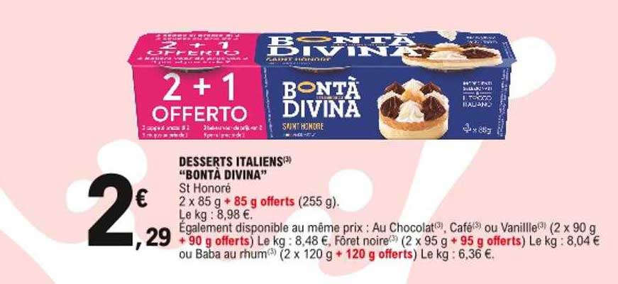 desserts italiens "bontà divina"