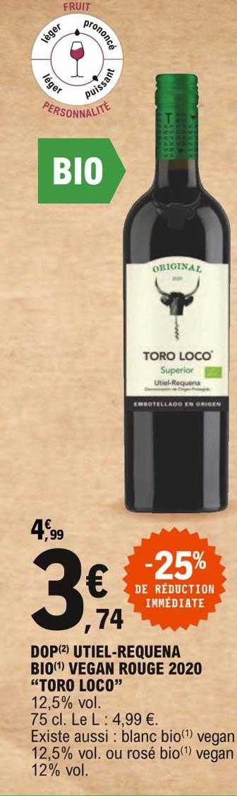 dop utiel-requena bio vegan rouge 2020 "toro loco"