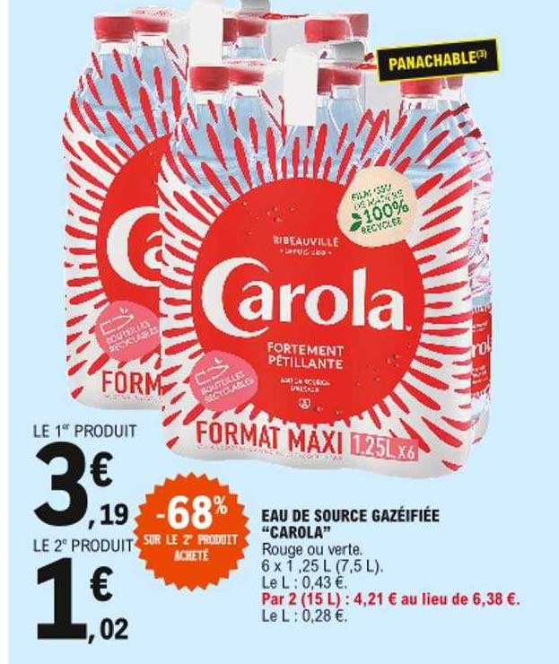 eau de source gazéifiée "carola"