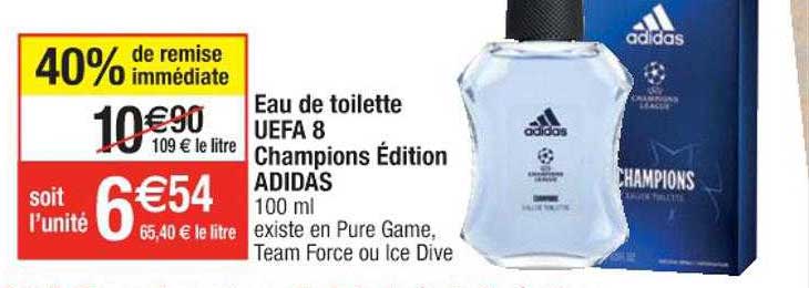 eau de toilette uefa 8 champions édition adidas 40% remise immédiate
