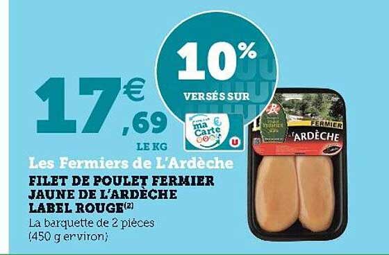 filet de poulet fermier jaune de l'ardèche label rouge