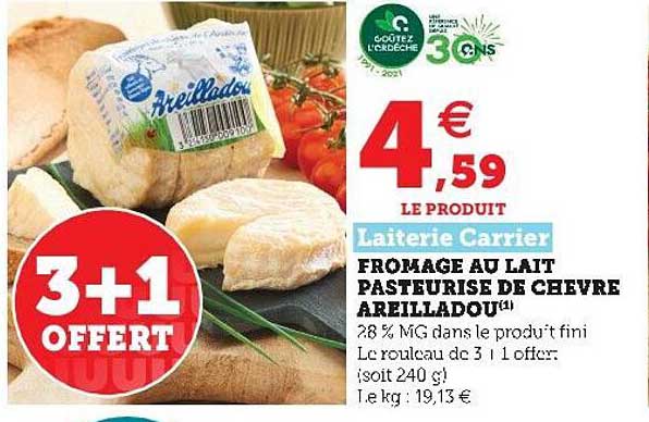 fromage au lait pasteurisé de chèvre areilladou laiterie carrier