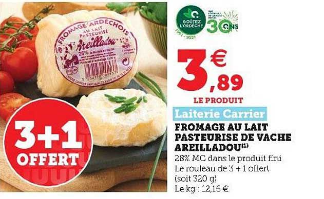 fromage au lait pasteurisé de vache areilladou