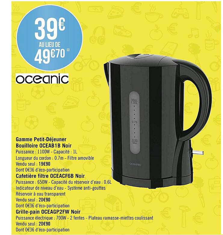 gamme petit-déjeuner bouilloire oceab1b noir