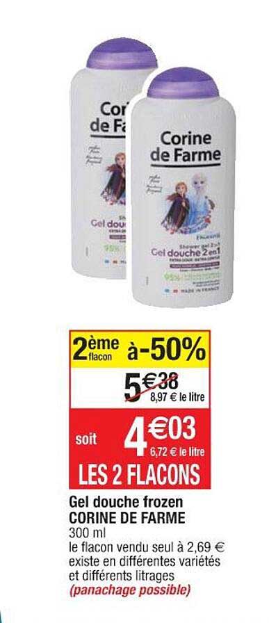 gel douche frozen corine de farme 2ème flacon à -50%