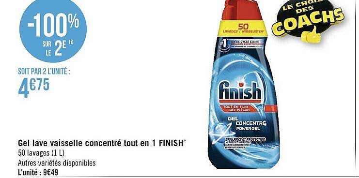 gel lave vaisselle concentré tout en 1 finish