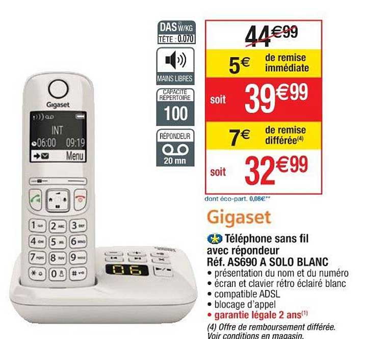 Gigaset Téléphone Sans Fil Avec Répondeur